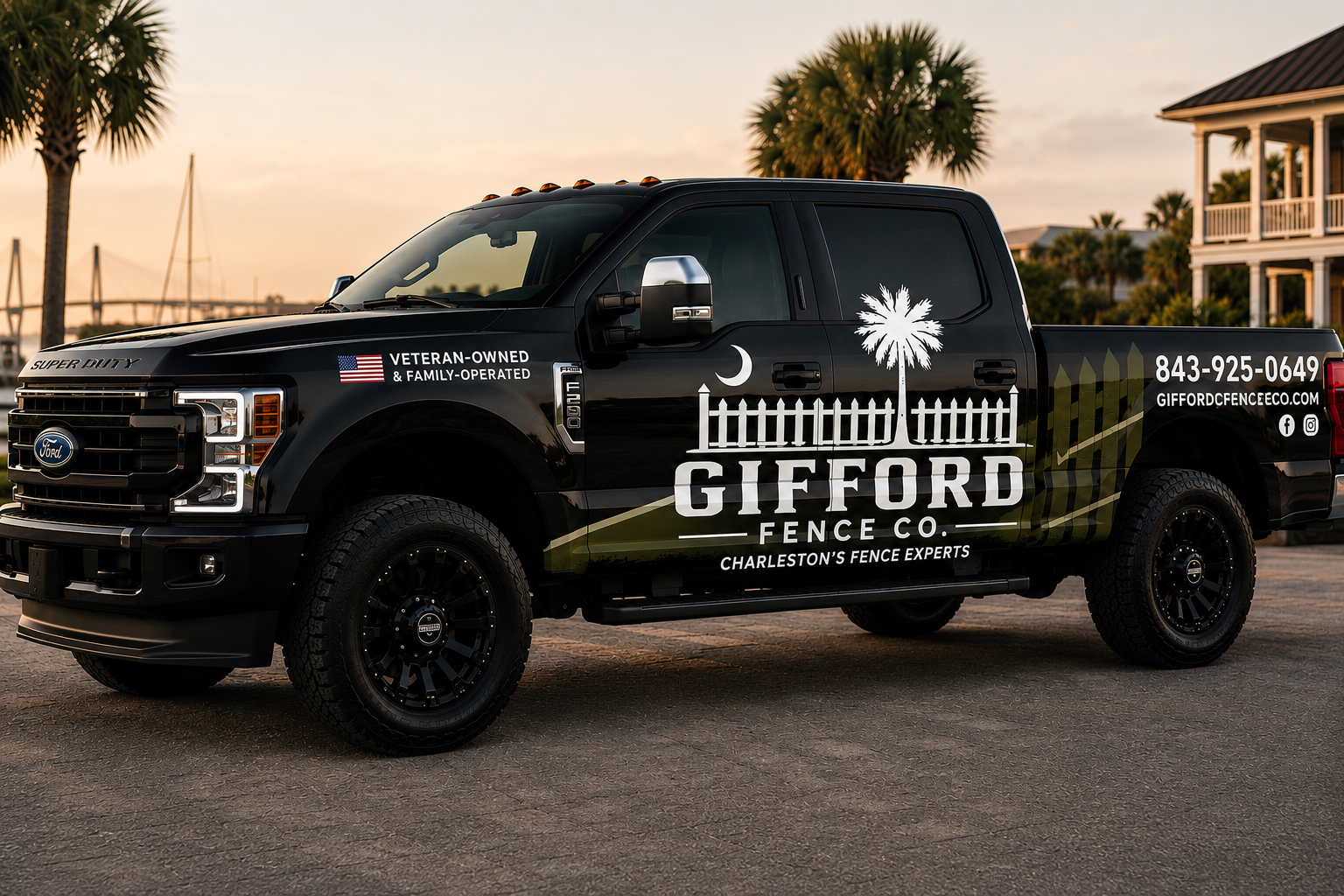 Gifford Fence Co. branded work truck in Charleston